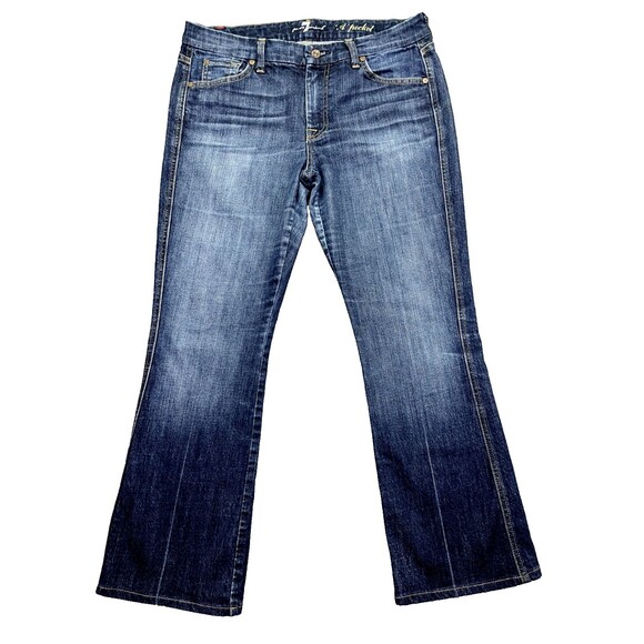 7 For All Mankind A Pocket Women's Size 32 Wide Leg Blue Jeans A Pocket Grunge‎ - Picture 1 of 12
